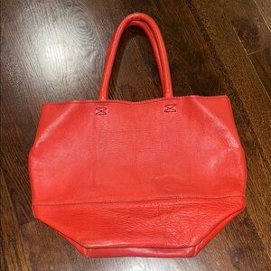 Crate&Barrel Red Leather Tote Handbag Z527